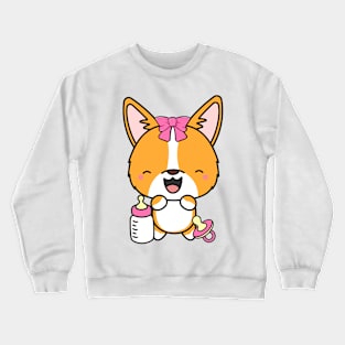 Cute corgi is a baby - girl Crewneck Sweatshirt